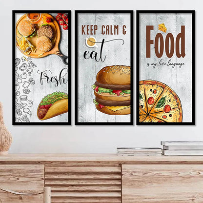 Kotart Kitchen Quotes Posters with Frame for Restaurant Fresh Set of 3