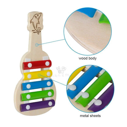 Trinkets & More Xylophone Guitar Wooden  Kids First Musical Sound Instrument Toy Babies Toddlers 6 Months .