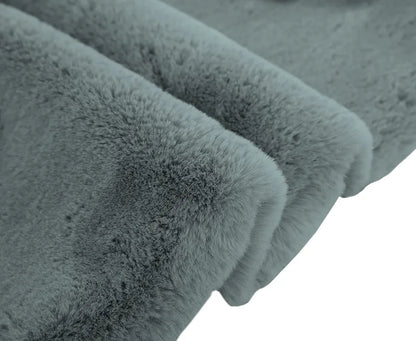 Luxe Home International Ruffle Bath Runner Rabbit Fur 1000 GSM Super Soft Anti Skid Rug for Bedroom 2 X 5 Ft  Colour Grey