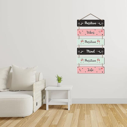 Artvibes Decorative Wall Hanging Wooden Art Decoration Item for Home Decor | Quotes Decor Item | Mdf Wall Decoration | Set of 6