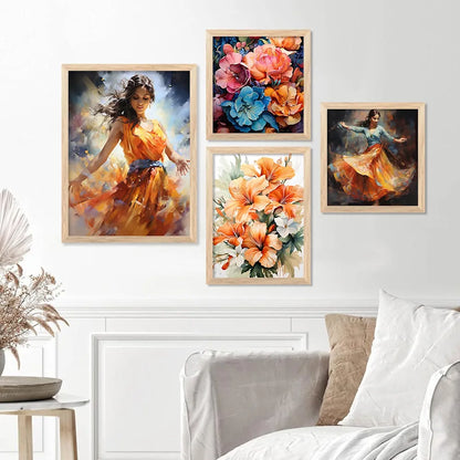 kotart Premium Digital Paintings with Frame Painting - Set of 4 Big Frames B