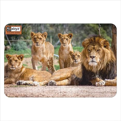 ABYZ The Lion Family Wooden Puzzle Play and Learn Educational Wooden Jigsaw Puzzle 300 Pieces