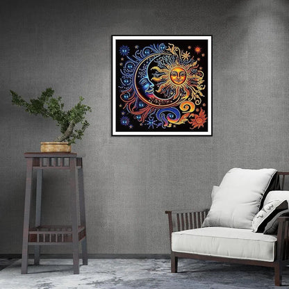 TREXEE Diamond Painting Kits for Adults, 5D Special Shape Diamond Art Kits for Beginners, Crystal Rhinestones Diamond Painting for Home Wall Decoration Gift  Sun and Moon