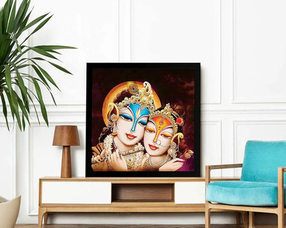 ArtX Radha Krishna Love Big Canvas Painting With Frame Multicolour