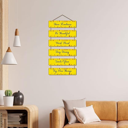 Artvibes Decorative Wall Hanging Ornaments Wooden Art Decoration Item for Living Room | Quotes Decor Item | Set of 6