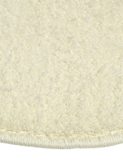 Saral Home Neon Shaggy Yarn Anti-Skid Round Mats Colour Ivory