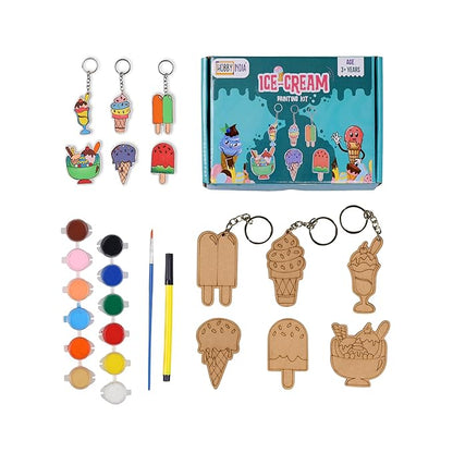 Hobby India Ice-cream Theme Keychains & Fridge Magnets Painting Kit's for 3+ Age Kid's | Best Art &m Craft Kits