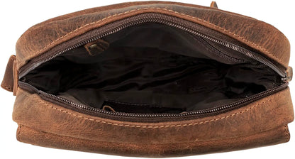 Goatter Genuine Leather Multi Pocket 9" Inch Messenger Sling Bag For Unisex