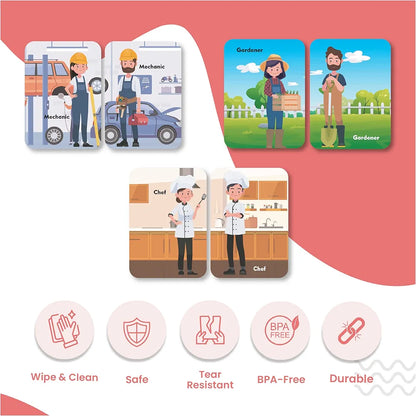 The Curious Bees - Occupations | 36 Laminated Anti-Glare Cards | Montessori Inspired Fun & Easy to Learn Toys for Kids