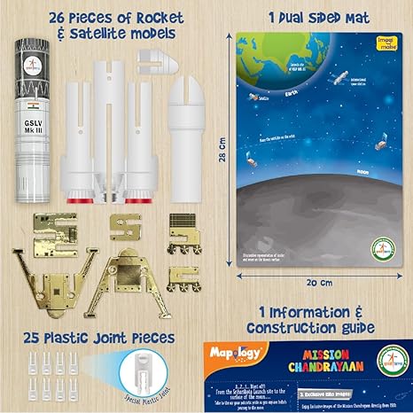 Imagimake Mapology Chandrayaan Isro Rocket Model & Satellite Astronaut Toy Educational Toys