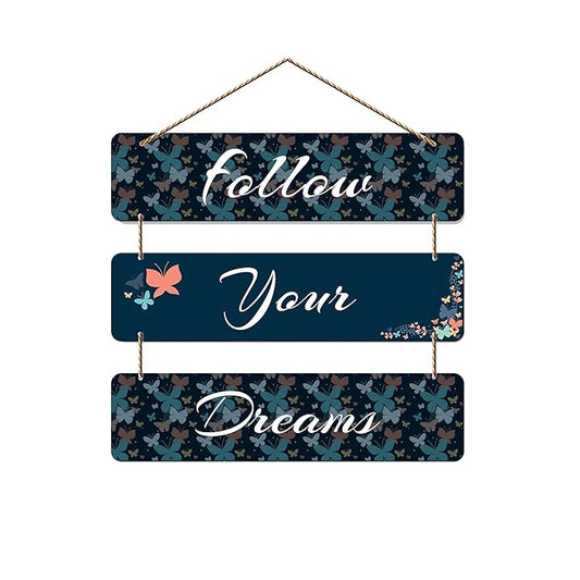 Artvibes Follow Your Dreams Wooden Wall Hanger for Home Decor | Artworks Mordern Hanging