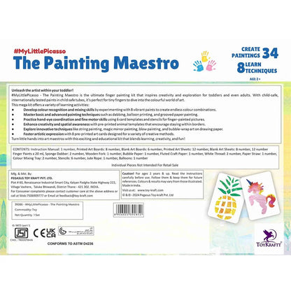 TOYKRAFTT Finger Painting for Toddlers, 4-in-1 Activity Toys for 2+ Year Old, Non Toxic Child Safe Colours for Kids, Gift for 2 to 5 Year Olds, Finger Painting Mega Kit