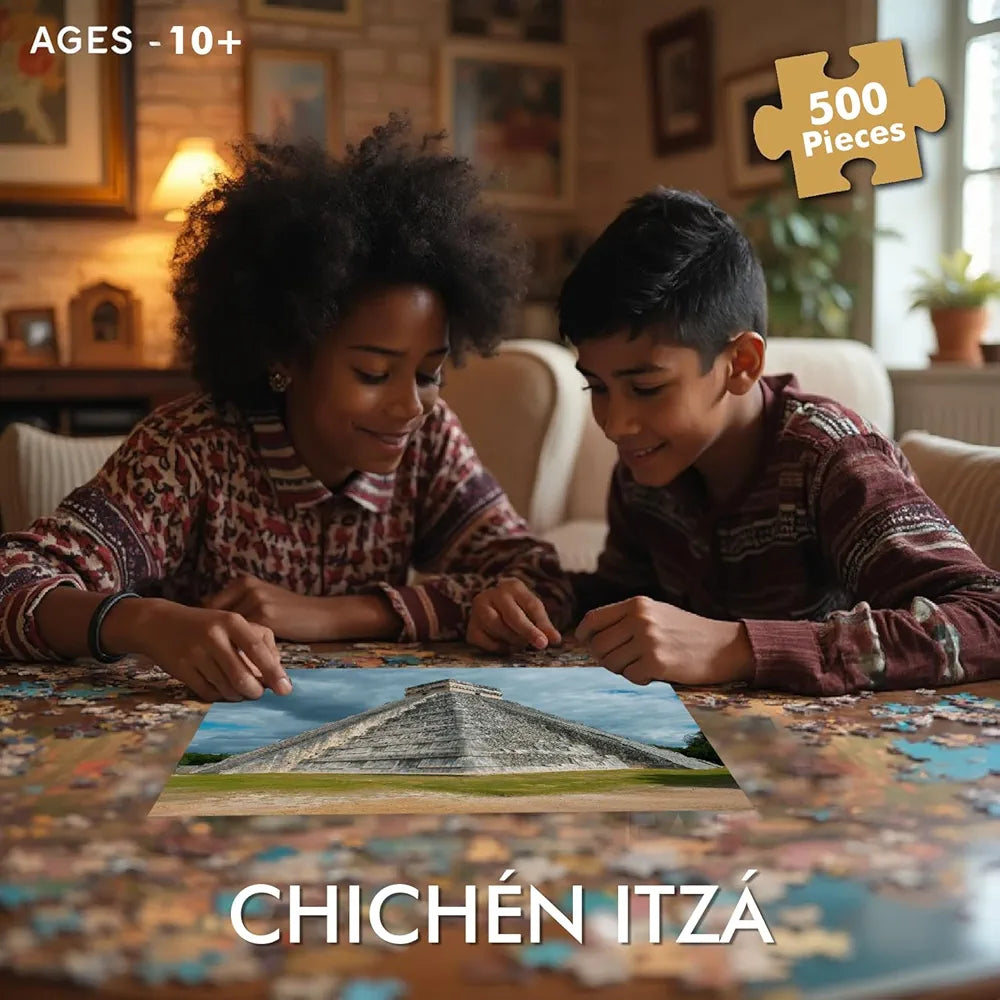 Popcorn Puzzle for Kids Chichen Itza 500 Piece Jigsaw Puzzles Game for 7+ Years Old Childrens and Adults | Indoor Brain Booster Games and Gifts for boy and Girl