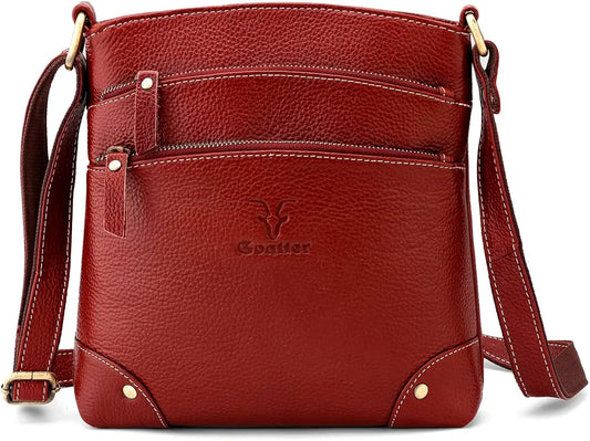 Goatter Genuine Leather 9.5" Inch Sling Cross-BodyBag for Girls And Women,