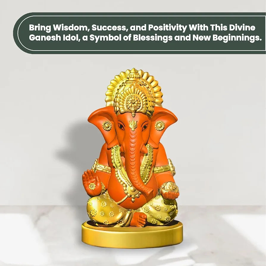 Jd Fresh Resin Ganesh Idol For Home - Orange