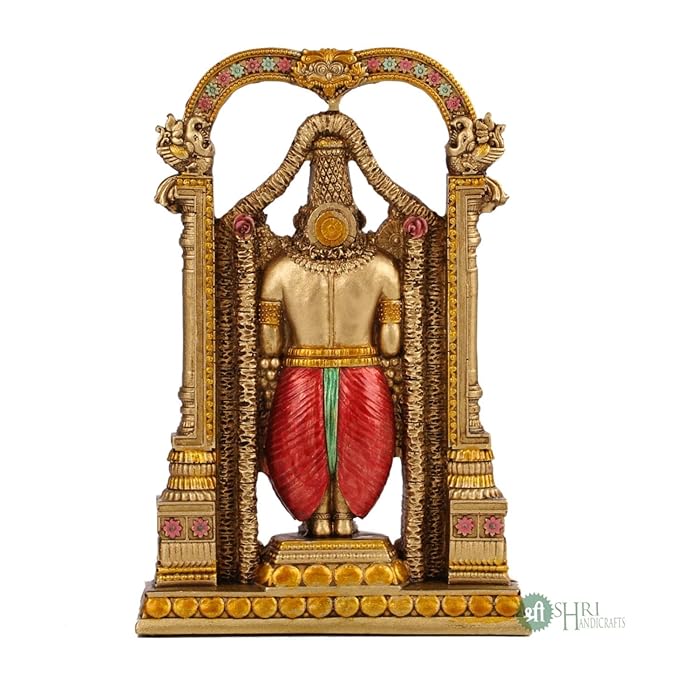 Indicast 8" Inch Tirupati Balaji Fine Metal Finish Idol Decorative Showpiece Handcrafted Tirupati Balaji Murti for Home Office