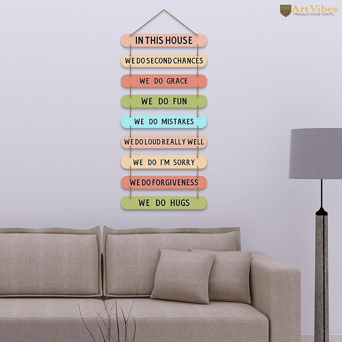 Artvibes House Quotes Printed Mdf Wooden Wall Hanging | Home Decor Items | Wall Artwork for Hall
