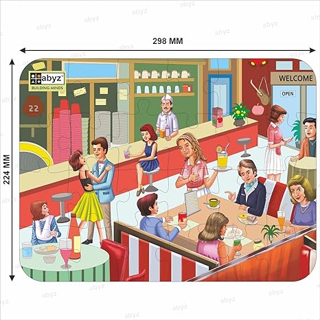 ABYZ Wooden Jigsaw Puzzles for Kids New Restaurant Jigsaw Puzzle for Kids of Age 4-6 Years 24 Pcs