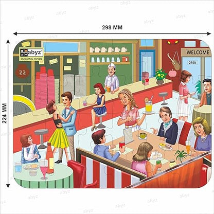 ABYZ Wooden Jigsaw Puzzles for Kids New Restaurant Jigsaw Puzzle for Kids of Age 4-6 Years 24 Pcs