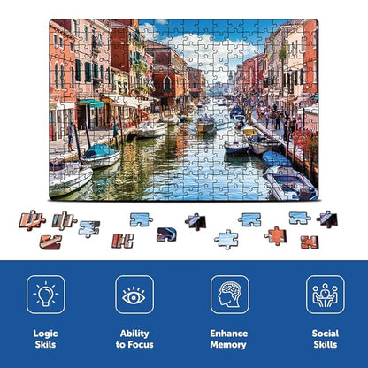 Mini Leaves 252 Piece Wooden Puzzle for Kids & Adults | Clinque Terre, Italy Jigsaw Puzzle | Fun & Challenging | Educational Games & Puzzles