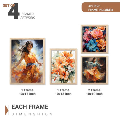 kotart Premium Digital Paintings with Frame Painting - Set of 4 Big Frames B
