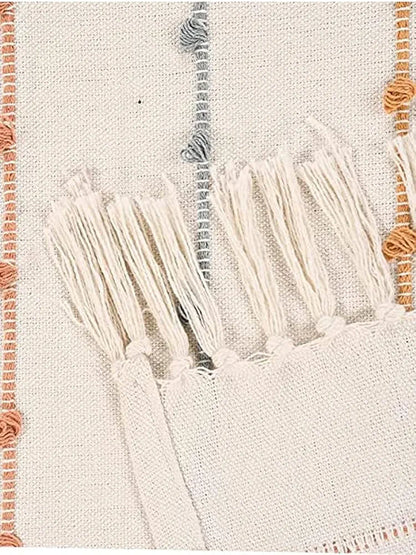 Sashaa World Multicolour Striped Comfort Cotton Throw Colour Natural