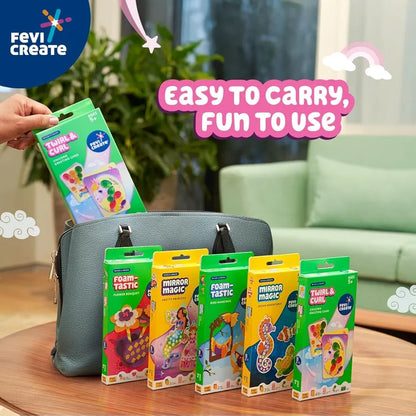 Fevicreate Build-n-Create Twirl & Curl Unicorn Greeting Card Kit | Quilling Art | Colourful Unicorn Greeting Cards | Travel Friendly | Screen-Free Play | Gifting | Ages 5 +