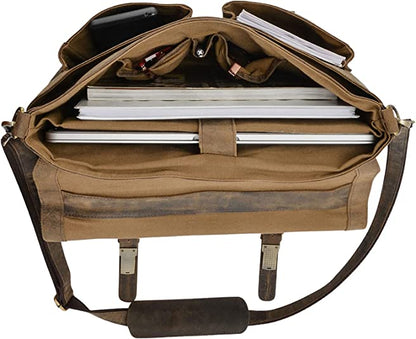 CraftShades 16 Inch Buffalo Leather Briefcase Laptop Messenger Bag Office Briefcase College Bag for Men and Women