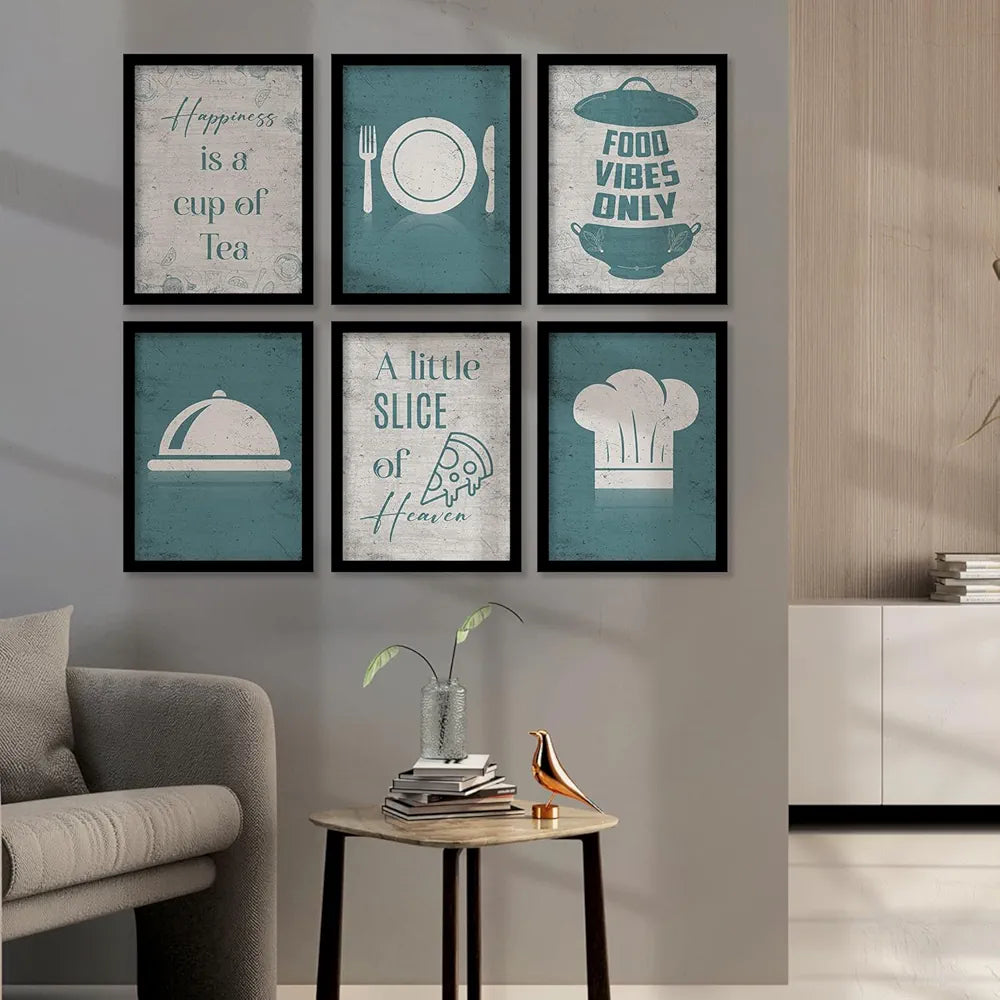 Kotart Wood Happiness Is A Cup Of Tea Restaurant Quotes Posters With Frame For Kitchen