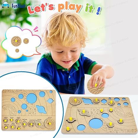 FunBlast Solar System Matching Jigsaw Puzzle for Kids Wooden Learning Puzzle