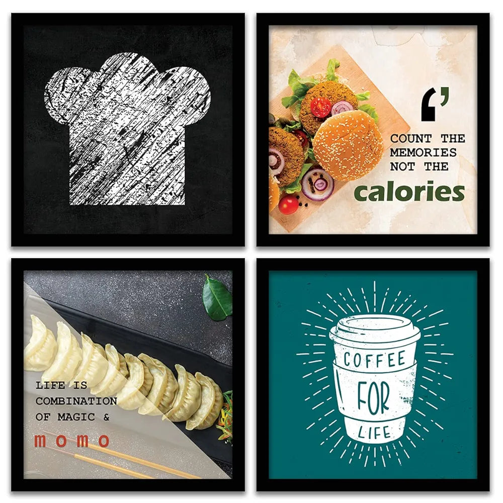 Kotart - Cooking Quotes Wall Posters with Frame Framed Kitchen Poster Set of 4 Design33
