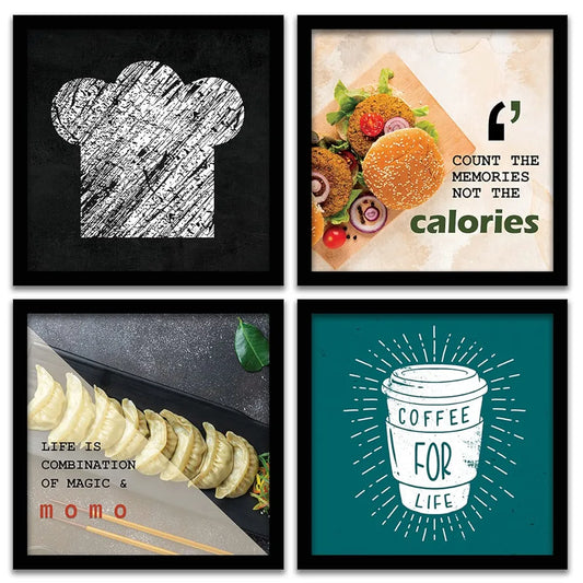 Kotart - Cooking Quotes Wall Posters with Frame Framed Kitchen Poster Set of 4 Design33