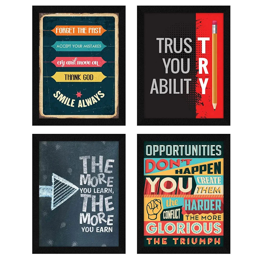 ArtX Paper Motivational Quotes Wall Frames AXF00115-MOT Set of 4