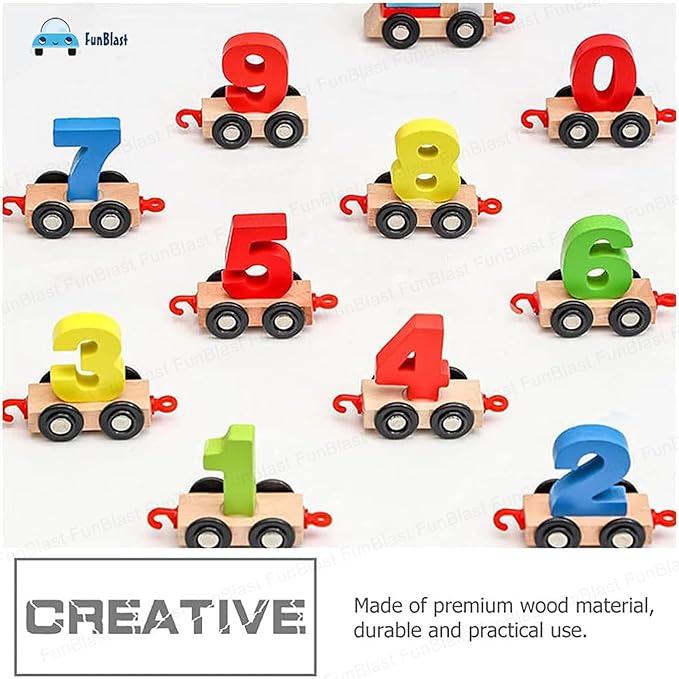 FunBlast Wooden Digital Colourful Number Train Educational Toys 0 to 9 Number Learning