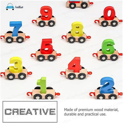 FunBlast Wooden Digital Colourful Number Train Educational Toys 0 to 9 Number Learning