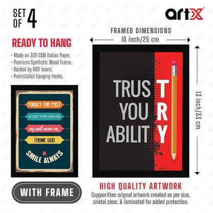 ArtX Paper Motivational Quotes Wall Frames AXF00115-MOT Set of 4