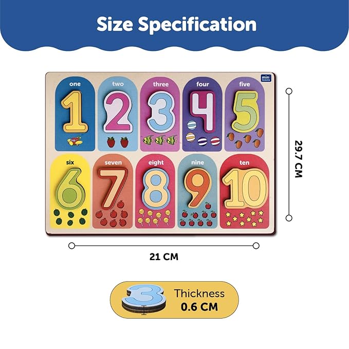 Mini Leaves Lets Count 1 to 10 Preschool Wooden Learning Toys for 2+ Years Kids | Educational Early Counting and Number