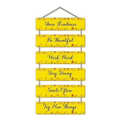 Artvibes Decorative Wall Hanging Ornaments Wooden Art Decoration Item for Living Room | Quotes Decor Item | Set of 6