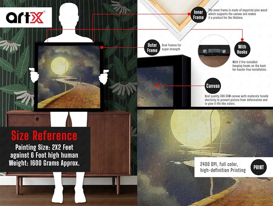 ArtX Way To Moon Big Canvas Painting For Bedroom Living Room