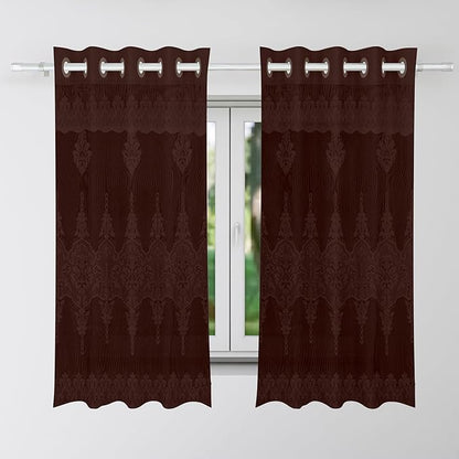 Kuber Industries Darkening Window Curtains with 8 Rings SY15ZZ Brown Colour
