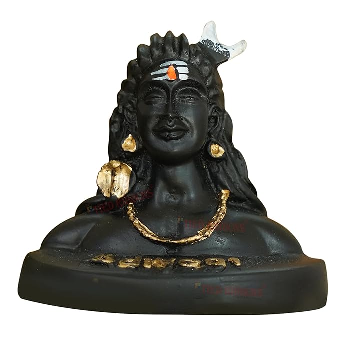 Tied Ribbons Decorative Small Adiyogi Statue Shiva Idol for Car Dashboard Home Decor Pooja Room