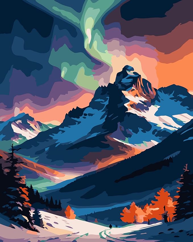 Craftmate Diy Paint By Numbers Rolled Canvas Art And Craft Kit For Adults And Kids Mountains 20 Inch X 16 Inch
