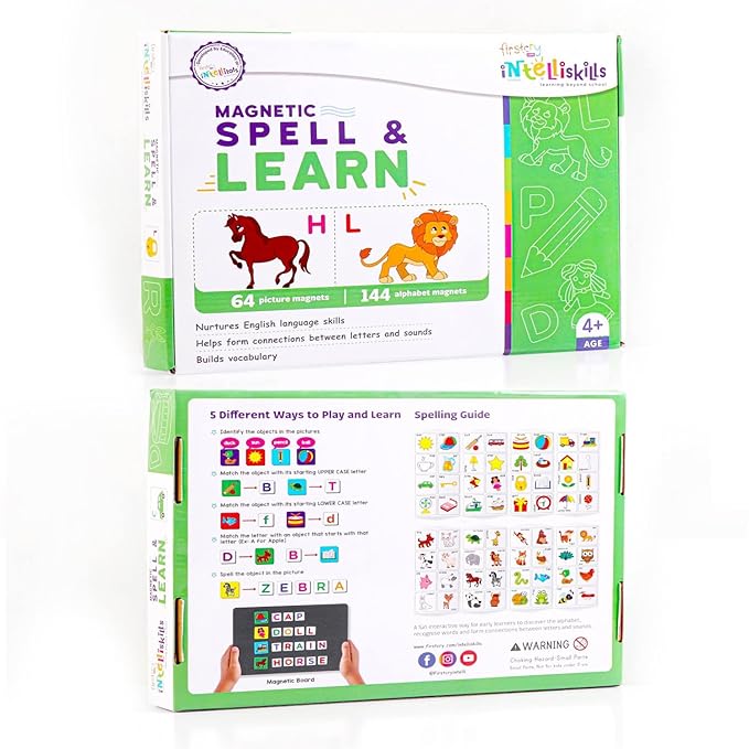 Firstcry Intelliskills Premium 208 Pieces Magnetic Spell & Learn Board for Kids | Learning & Educational Activities Toy