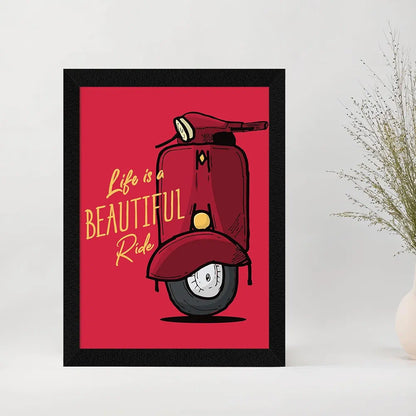 ArtX Paper Motivational Quote Life is a Beautiful Ride Wall Frame Art Painting