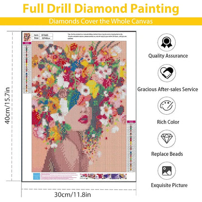 HASTHIP® Diamond Painting Kit for Adults & Kids,Diamond Art Kits for Adults,DIY Canvas Flowers Painting Kits Suitable Home Leisure and Wall Decoration Gift Kids and 12x16inch