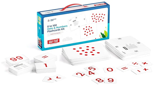 SPARTAN KIDS® Spartan Kids 0 to 100 Dot & Number Flash cards Kit | A4 Size Numbers & Maths Symbols Dot Cards | Dot cards for Babies 1 to 100 | Easy & Fun way of Learning 3+ months babies | More Than 200+ Flash cards