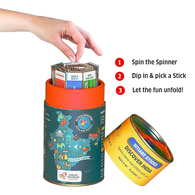 Chalk and Chuckles Smart Sticks Discover India, Kids Games | India Map Puzzle | Fun Educational Toys