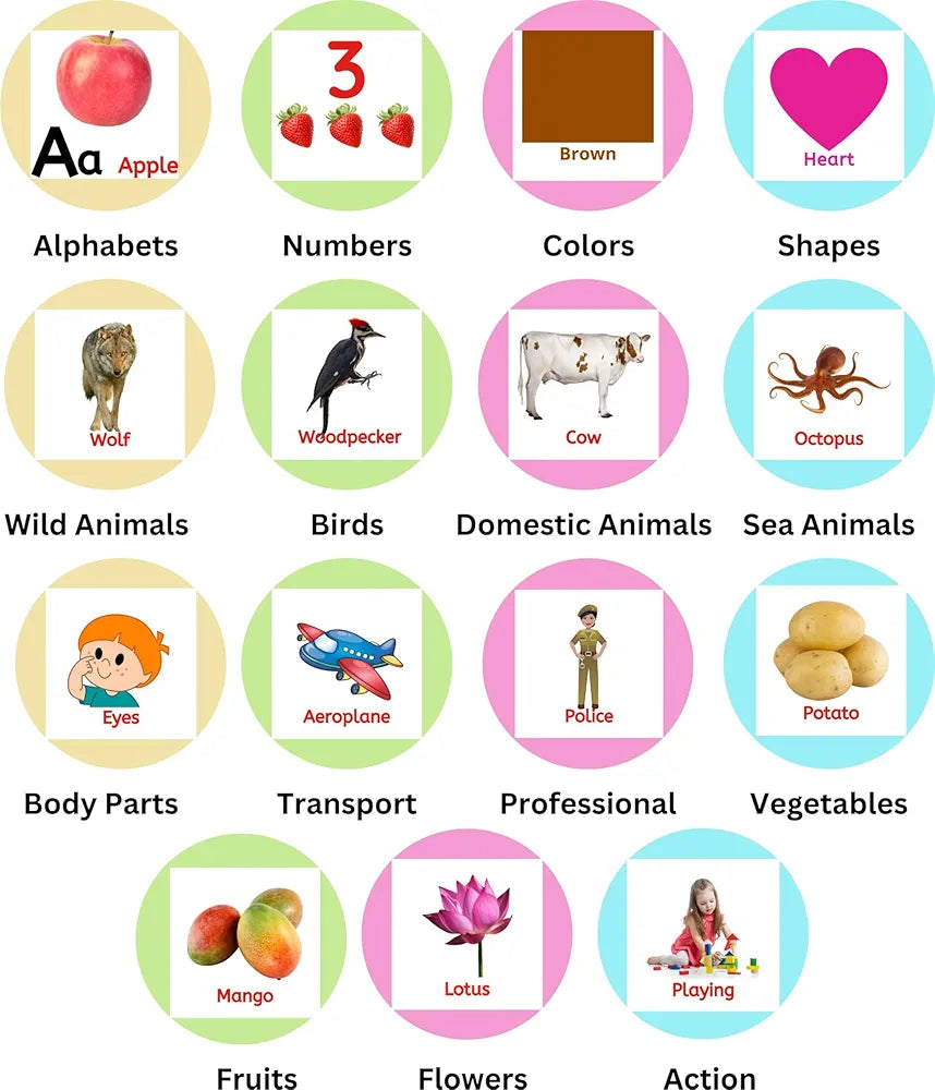 All in One Flash Cards Book for Kids Toys for 1-6 Years Old Boy and Girls 