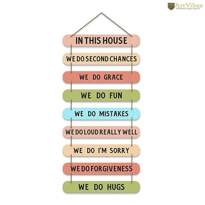 Artvibes House Quotes Printed Mdf Wooden Wall Hanging | Home Decor Items | Wall Artwork for Hall