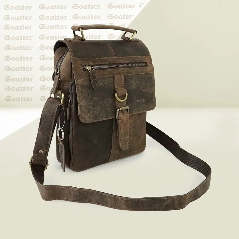 Goatter Men's Hunter Leather 11 Inch Messenger Bag [GTHT-12] 